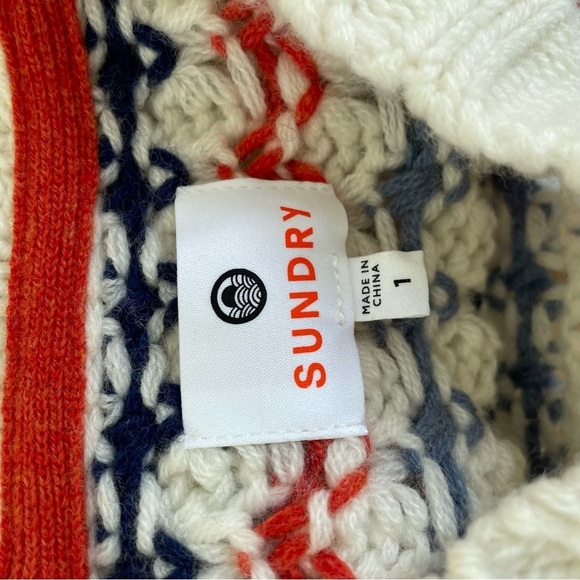 Sundry Women's Stripe Raglan Sweater In Cream Multi Color Size 1 / Small - Picture 3 of 3